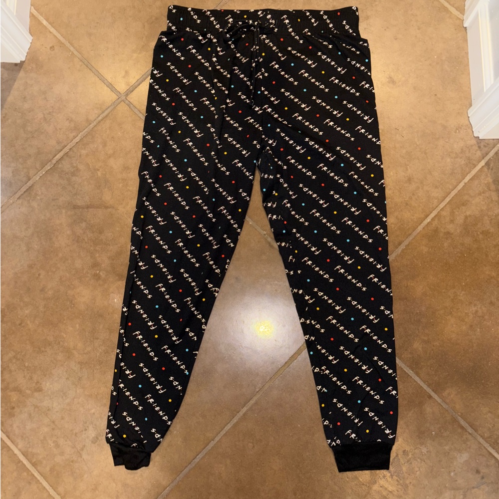 FRIENDS Black Joggers with Colorful Dot Pattern